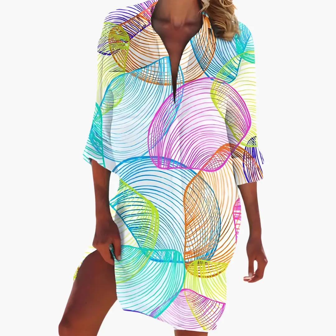Shirt Dress for Women Long Sleeve Button Placket Knee-Length Loose Fit 8
