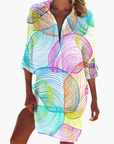 Shirt Dress for Women Long Sleeve Button Placket Knee-Length Loose Fit 8
