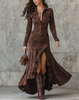 Sienna | Maxi Dress Asymmetrical Flow Button Front 0