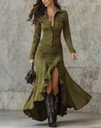 Sienna | Maxi Dress Asymmetrical Flow Button Front 3