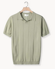Men’s green men's knitted polo shirt v-neck