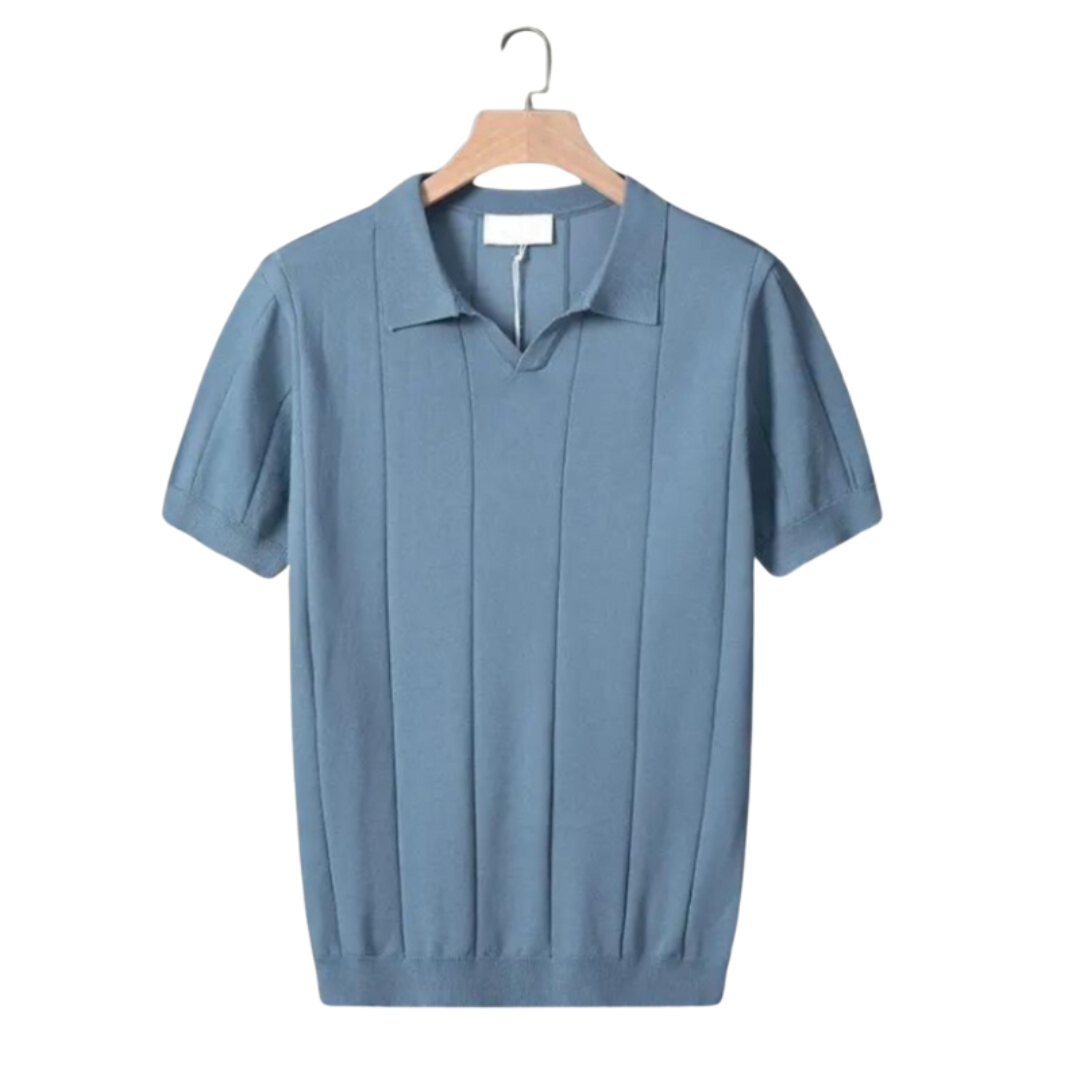 Men’s green men's knitted polo shirt v-neck