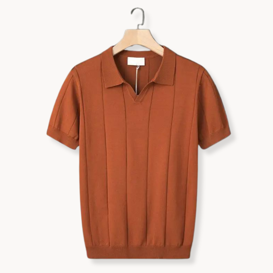 Men’s green men's knitted polo shirt v-neck