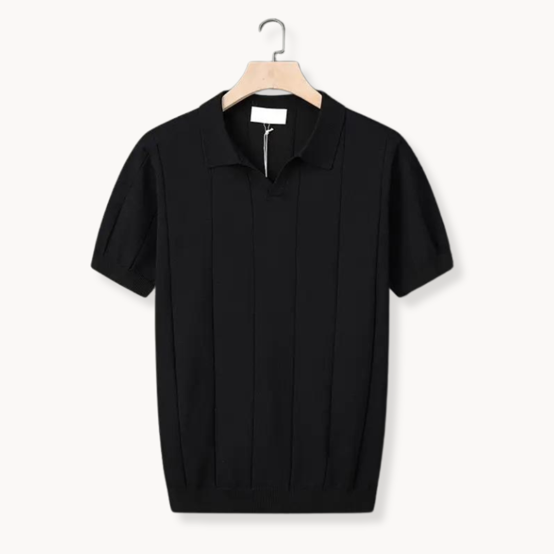 Men’s green men's knitted polo shirt v-neck