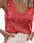Sleeveless Top Women Sequin Detail Round Neck Casual Layering 8