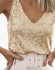 Sleeveless Top Women Sequin Detail Round Neck Casual Layering 9