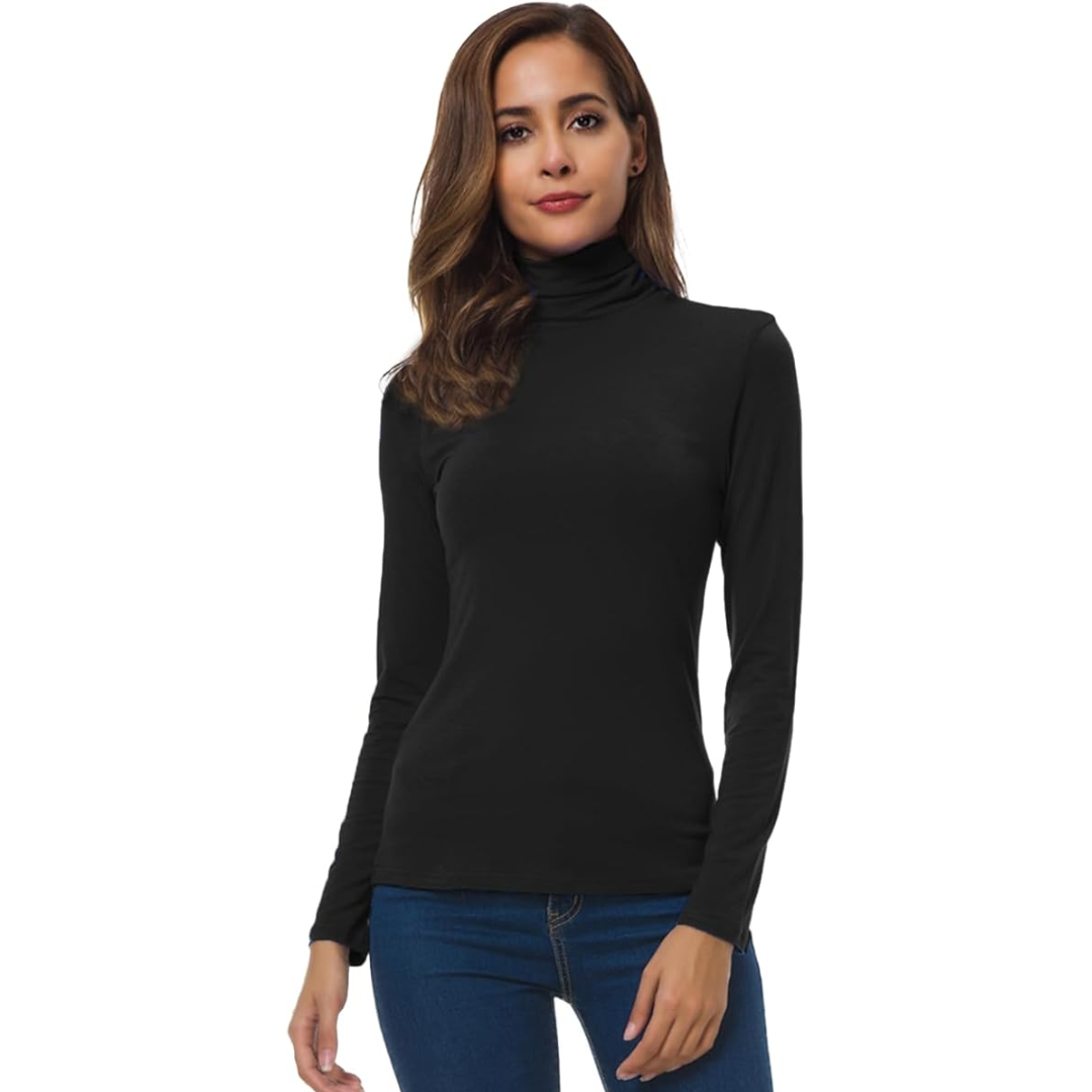 Women's black slim fit turtleneck jumper