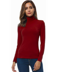 Women's red slim fit turtleneck jumper