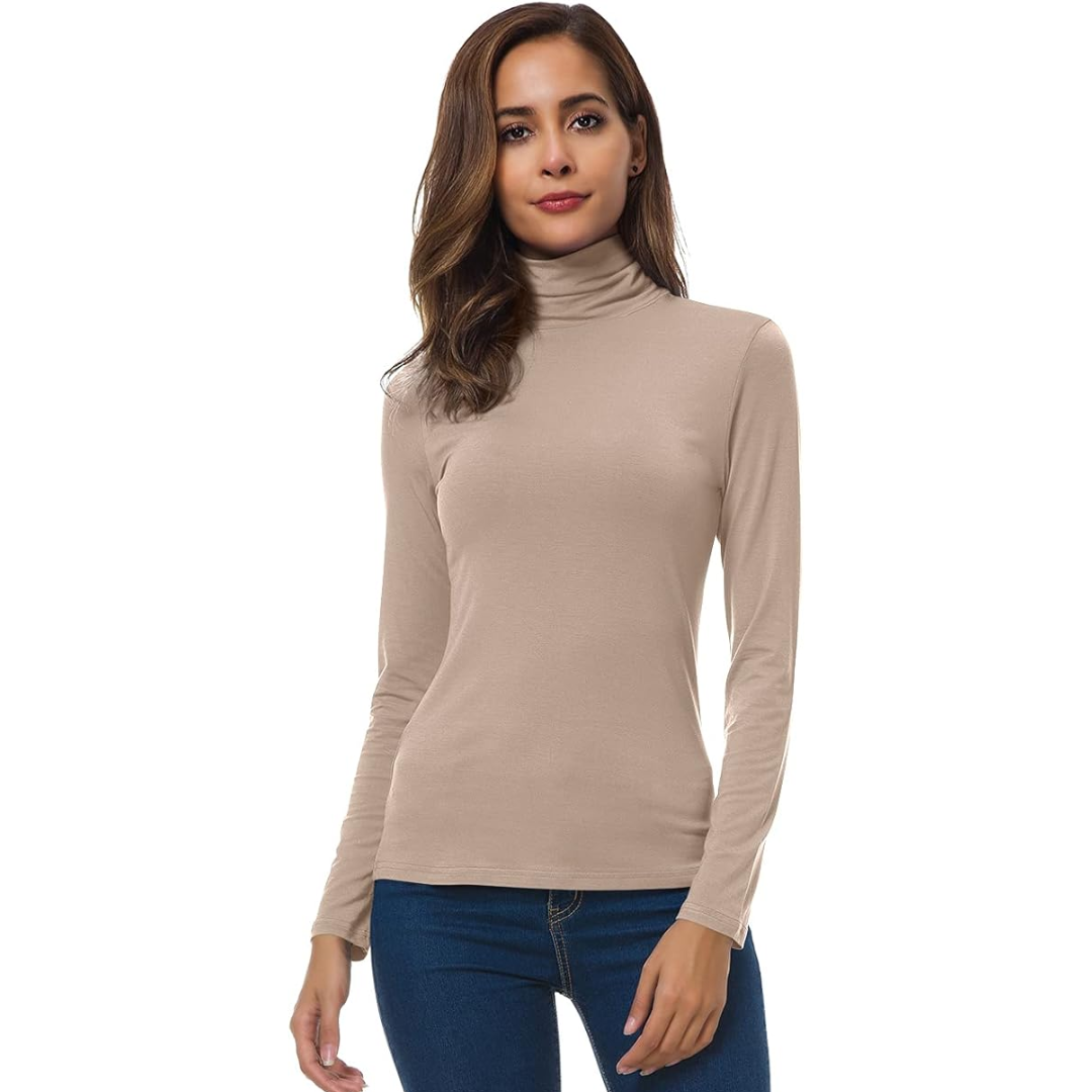 Women's coffee slim fit turtleneck jumper