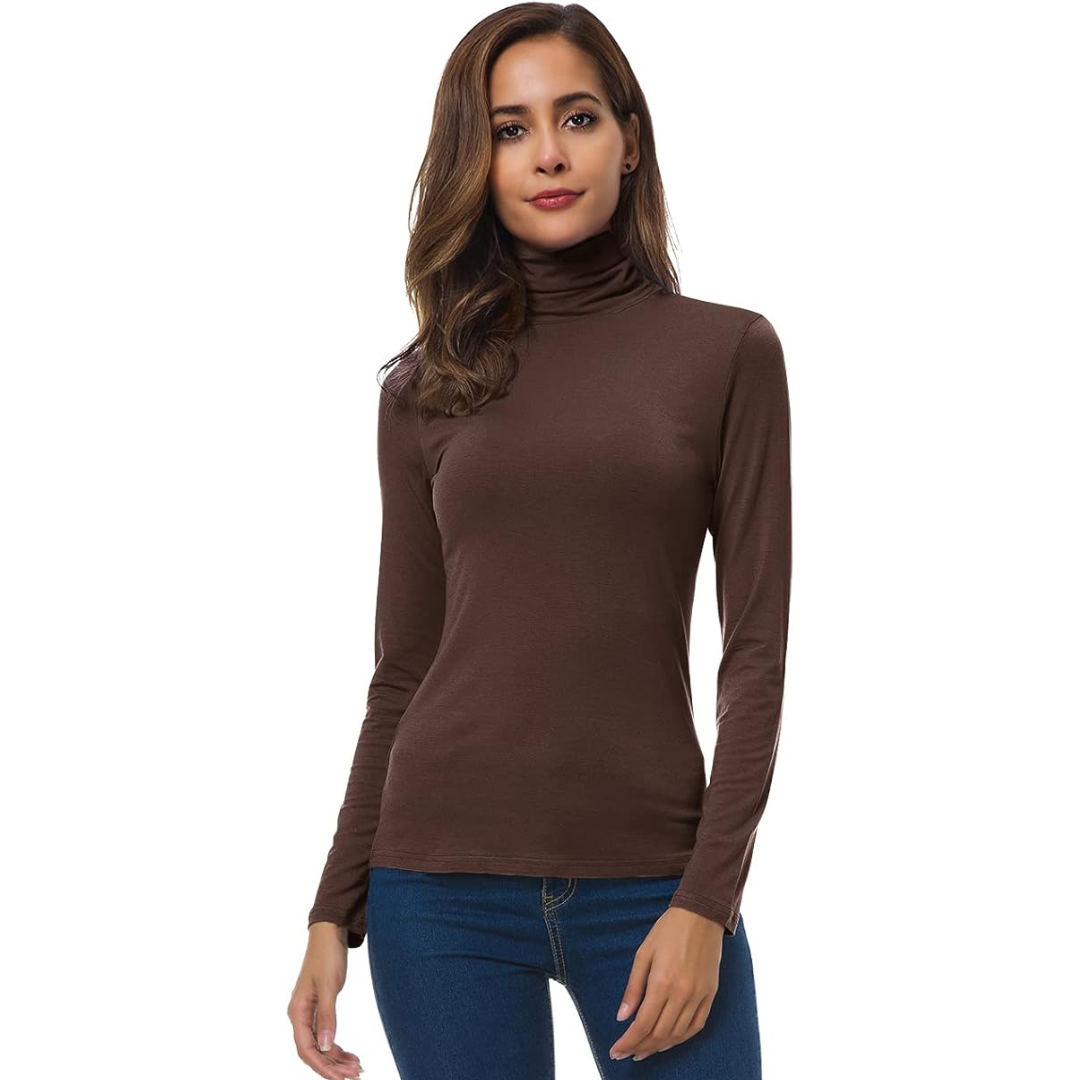 Women's coffee slim fit turtleneck jumper