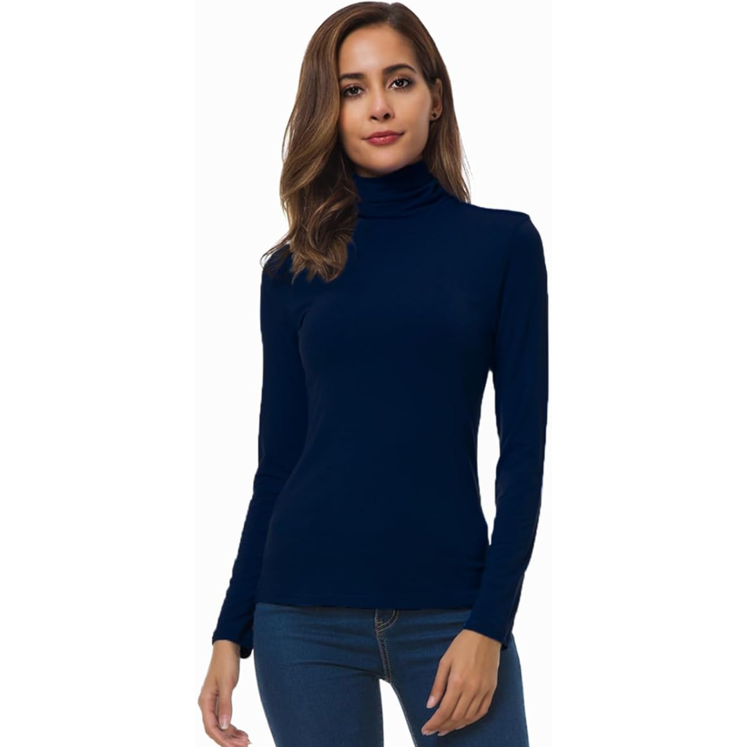 Women's white slim fit turtleneck jumper