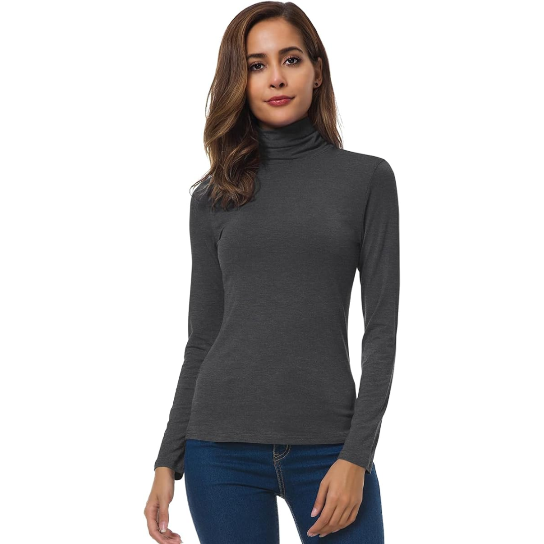Women's red slim fit turtleneck jumper