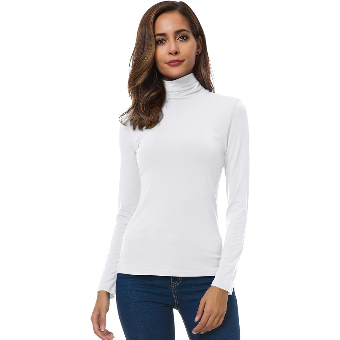 Women's red slim fit turtleneck jumper