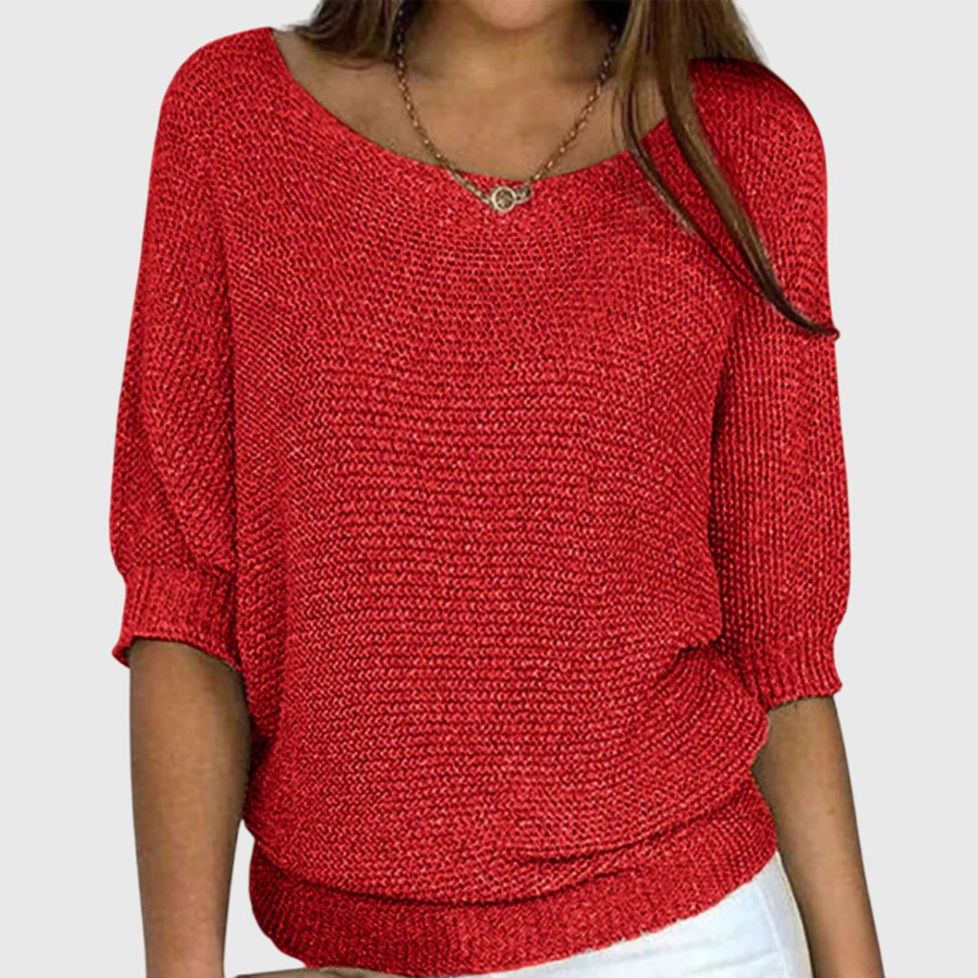 Women's beige elegant soft-touch knit jumper
