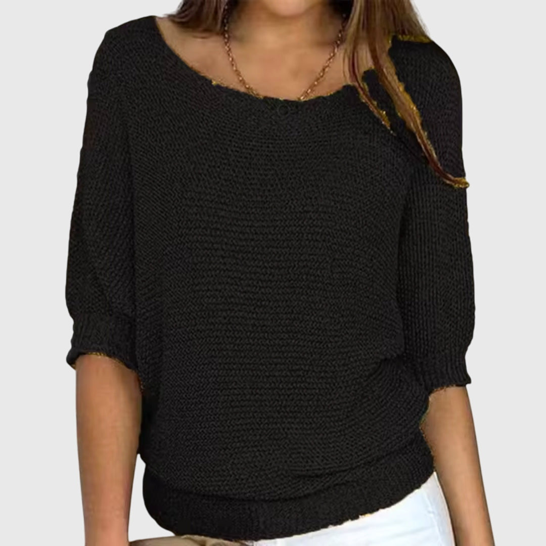 Women's beige elegant soft-touch knit jumper