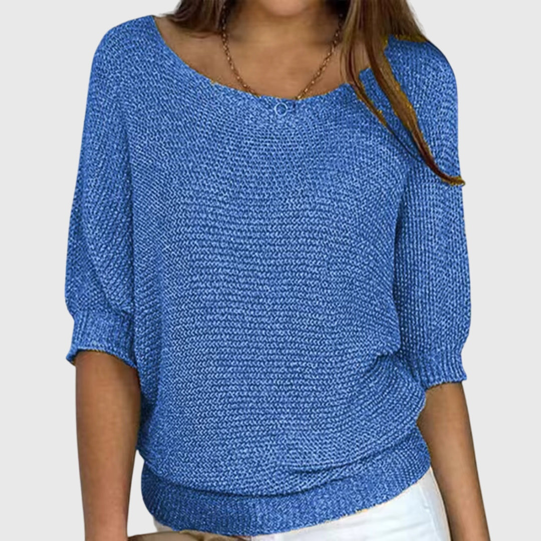 Women's beige elegant soft-touch knit jumper