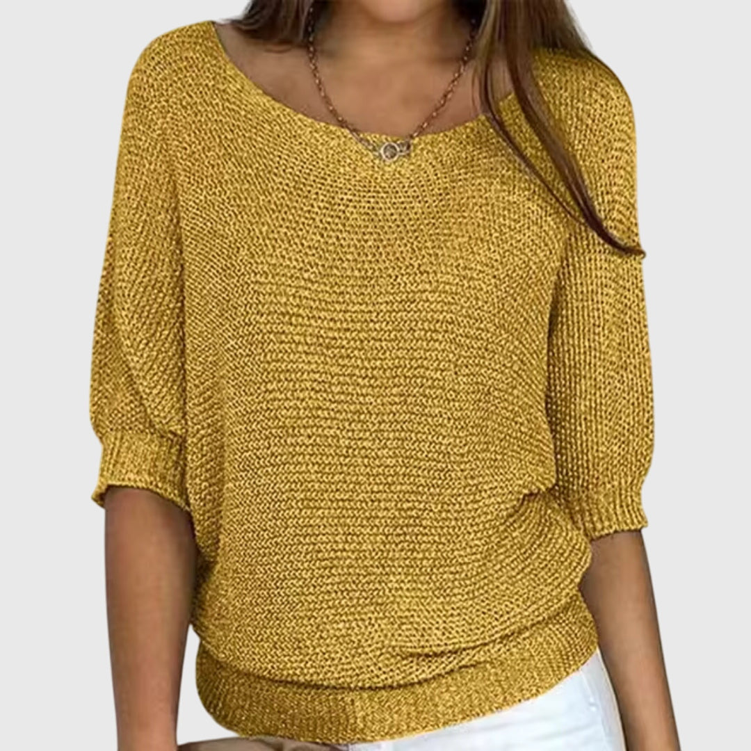 Women's beige elegant soft-touch knit jumper