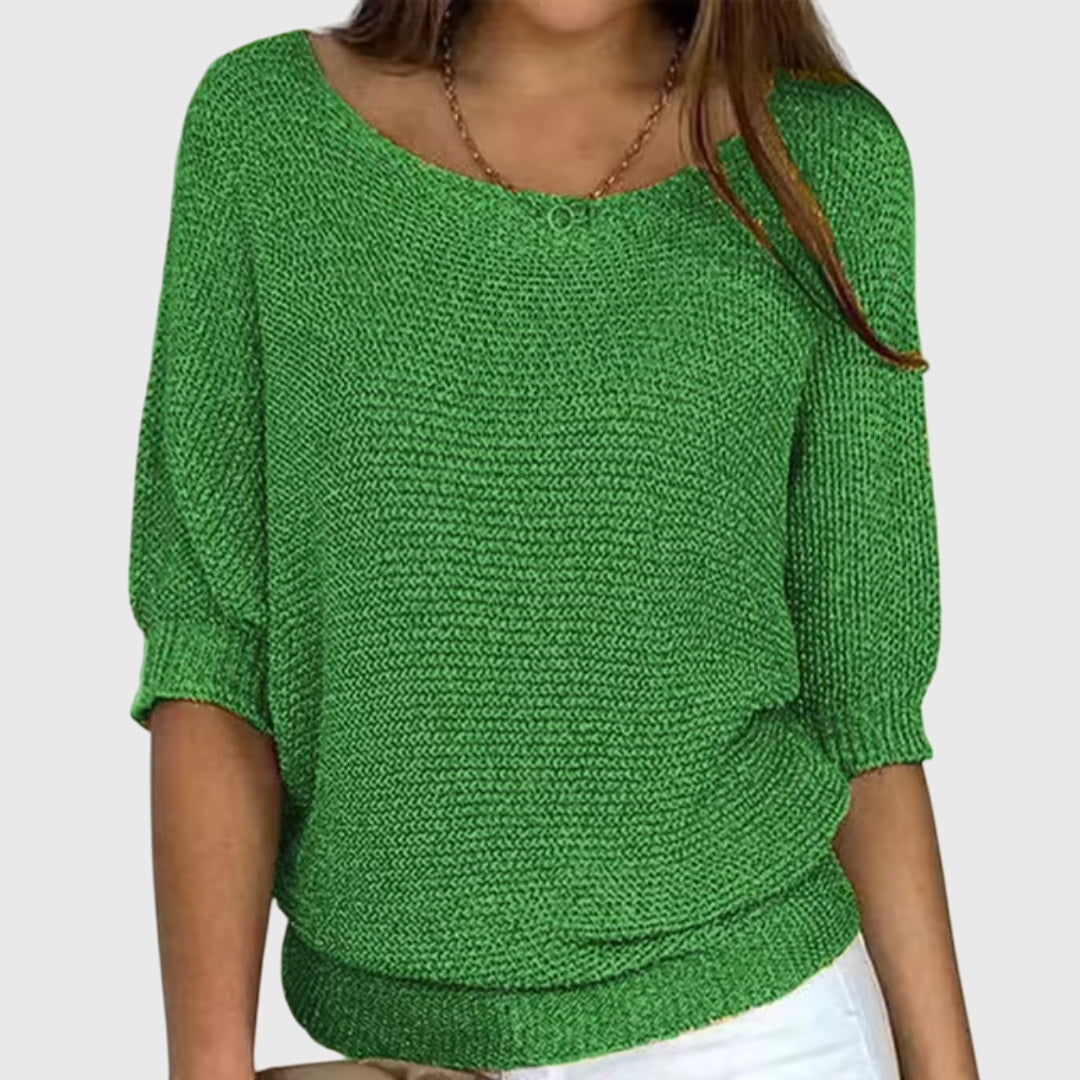 Women's beige elegant soft-touch knit jumper