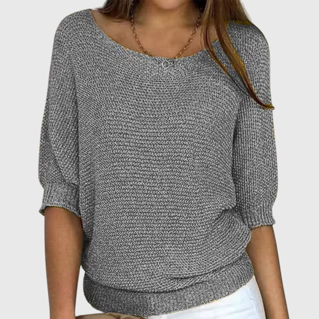 Women's beige elegant soft-touch knit jumper