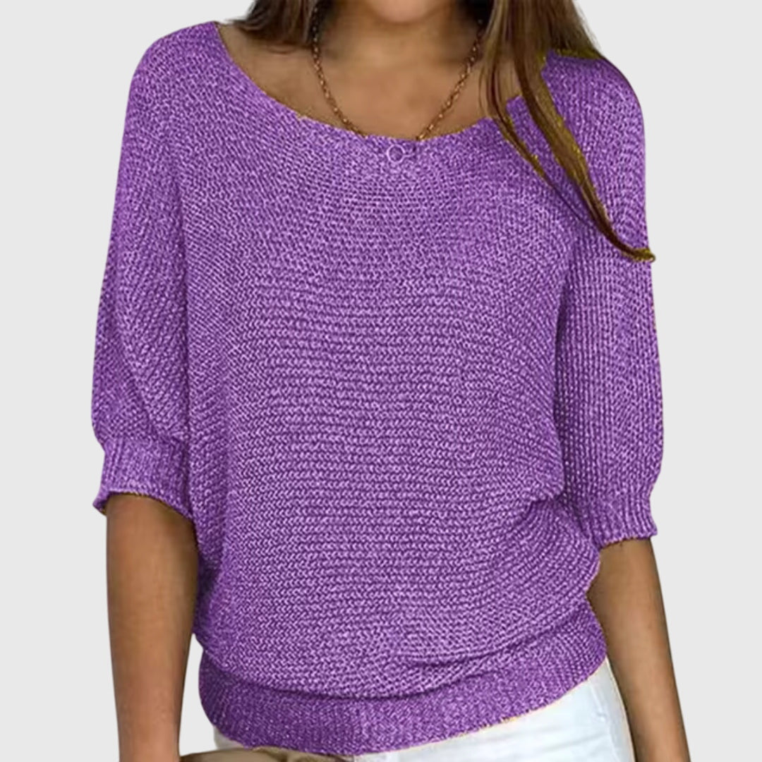 Women's beige elegant soft-touch knit jumper