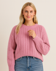 Women's cashmere jumper in pink, 100% premium cashmere, luxury soft winter knitwear