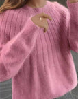 Women's cashmere jumper in pink, 100% premium cashmere, luxury soft winter knitwear