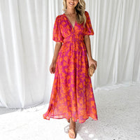 Saar | Women's Floral Maxi Dress V-Neck