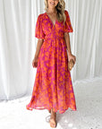 Women’s women's floral maxi dress v-neck