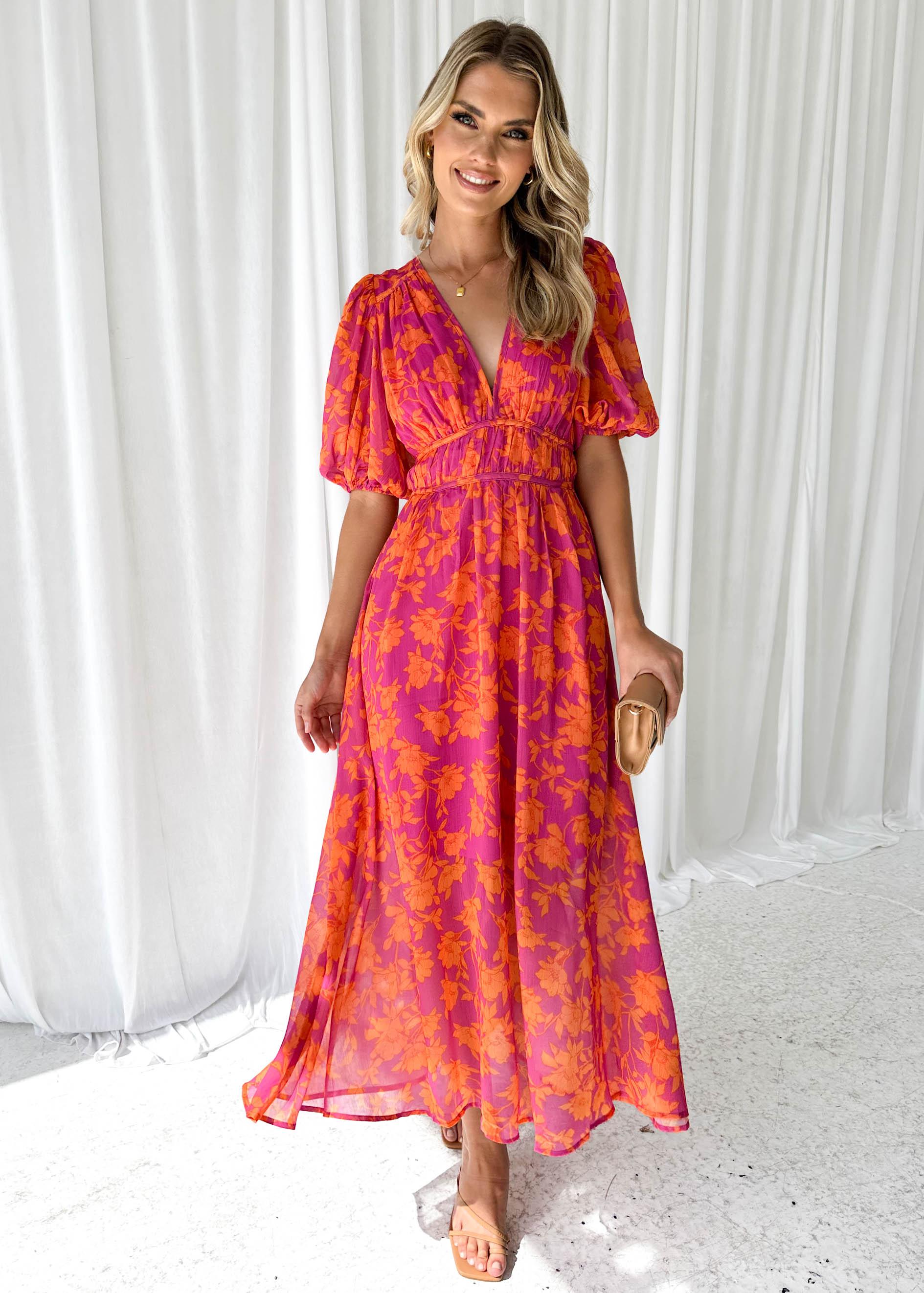 Women’s women's floral maxi dress v-neck