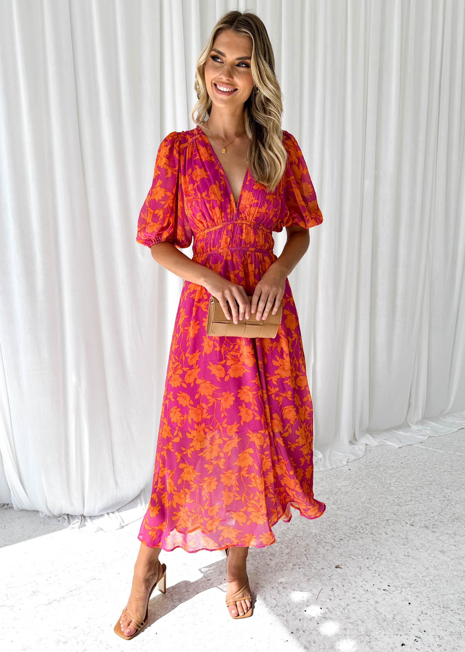 Women’s women's floral maxi dress v-neck