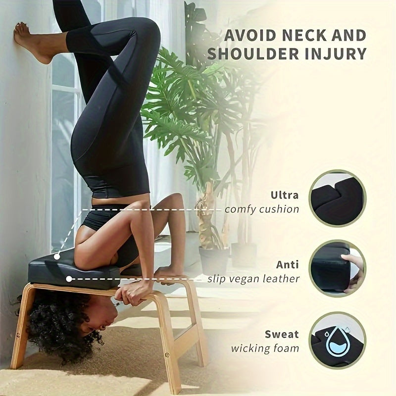 Stabiler Yoga Kopfstand Bock für Unisex Holz gepolstert vielseitig 3