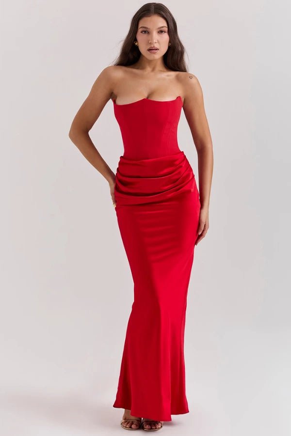 Strapless Corset Gown With Floor-Sweeping Hem 11