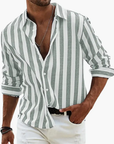 Striped Summer Shirt Men Casual Lightweight Button Placket Breathable Comfort 2