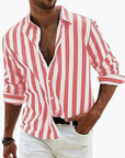 Striped Summer Shirt Men Casual Lightweight Button Placket Breathable Comfort 3