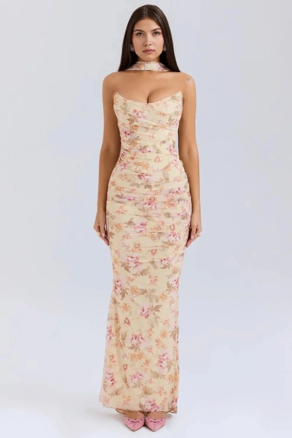 Structured Corset Strapless Dress With Nectie 11