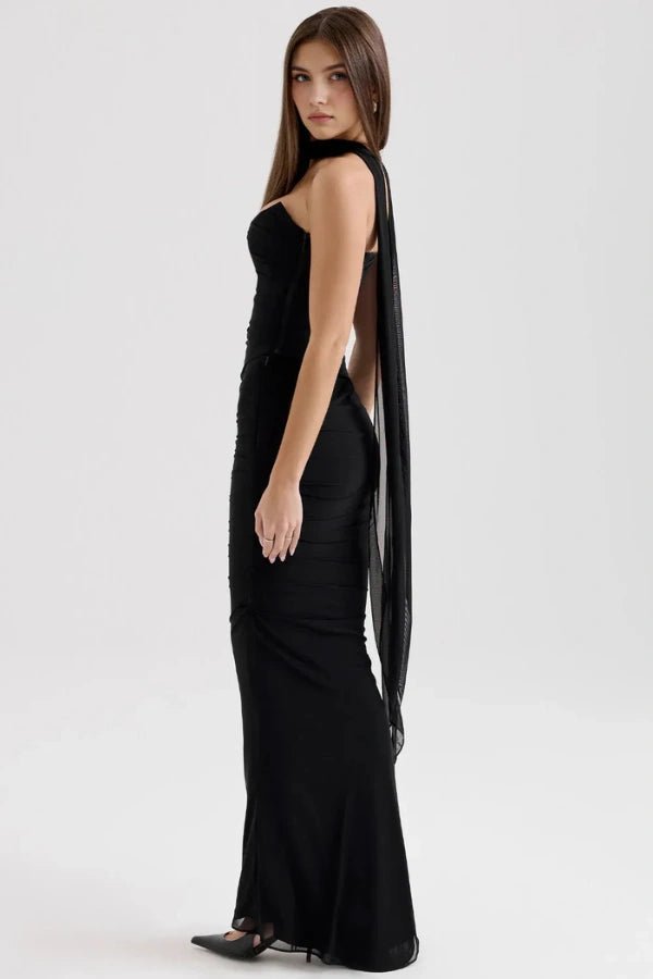 Structured Corset Strapless Dress With Nectie 3