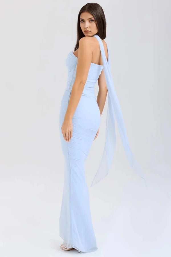 Structured Corset Strapless Dress With Nectie 4