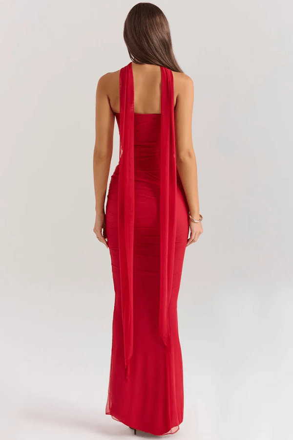Structured Corset Strapless Dress With Nectie 8