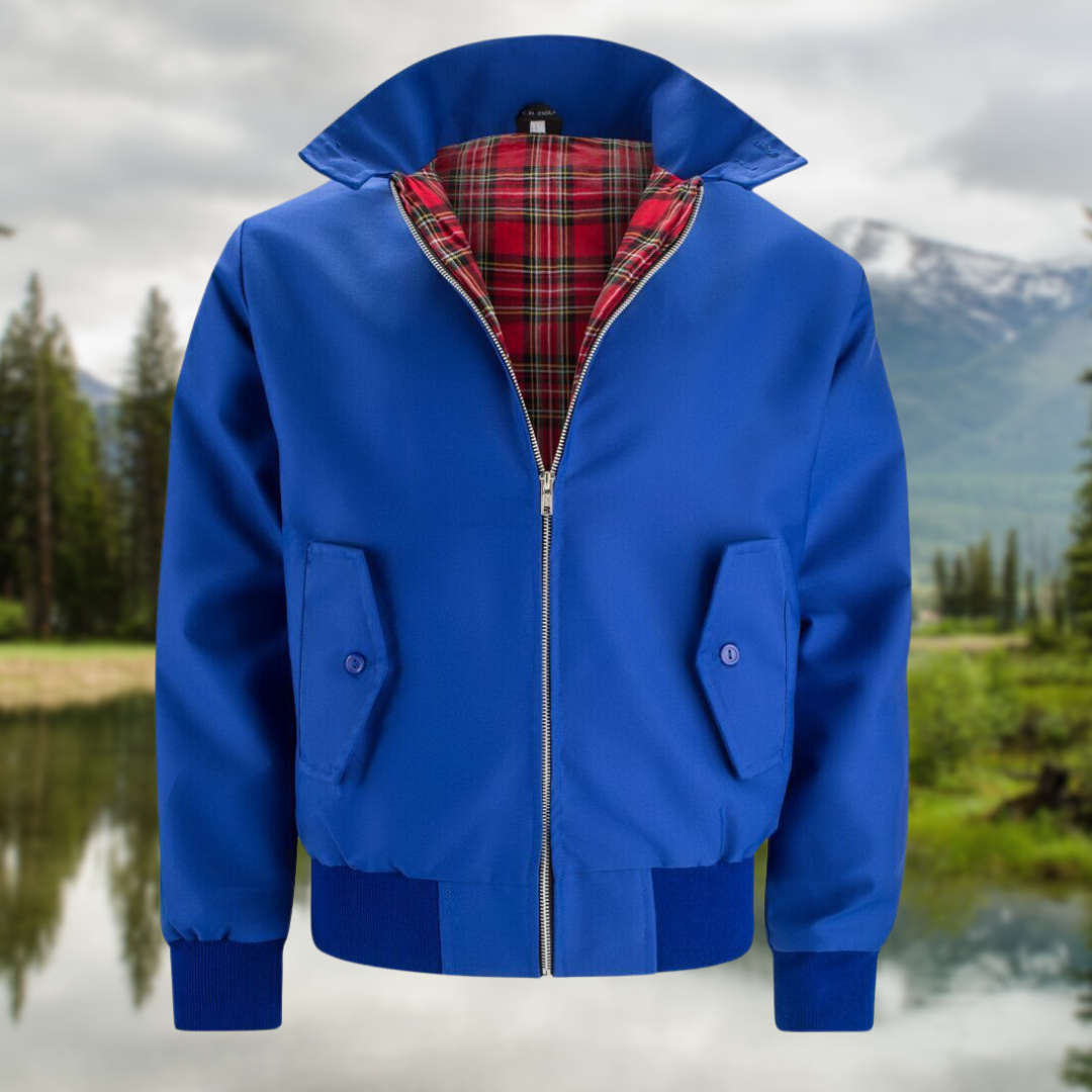 Men's beige harrington jacket with ribbed cuffs