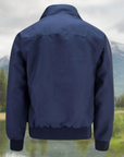 Men's dark blue harrington jacket with ribbed cuffs