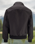 Men's dark blue harrington jacket with ribbed cuffs