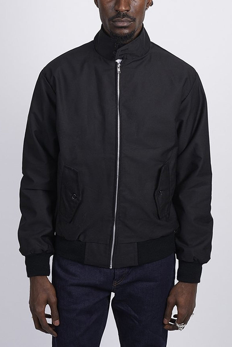 Men's black harrington jacket with ribbed cuffs