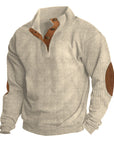 Men's beige outdoor fleece jumper with crew neck