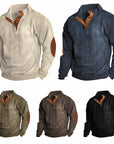 Men's beige outdoor fleece jumper with crew neck