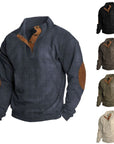 Men's beige outdoor fleece jumper with crew neck