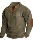 Men's beige outdoor fleece jumper with crew neck
