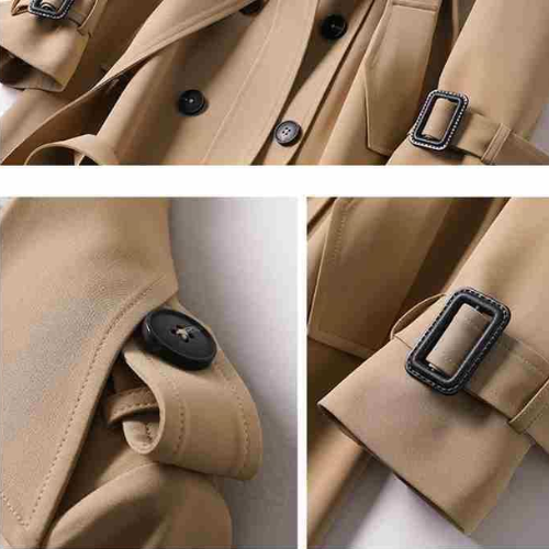 Women's khaki double breasted trench coat