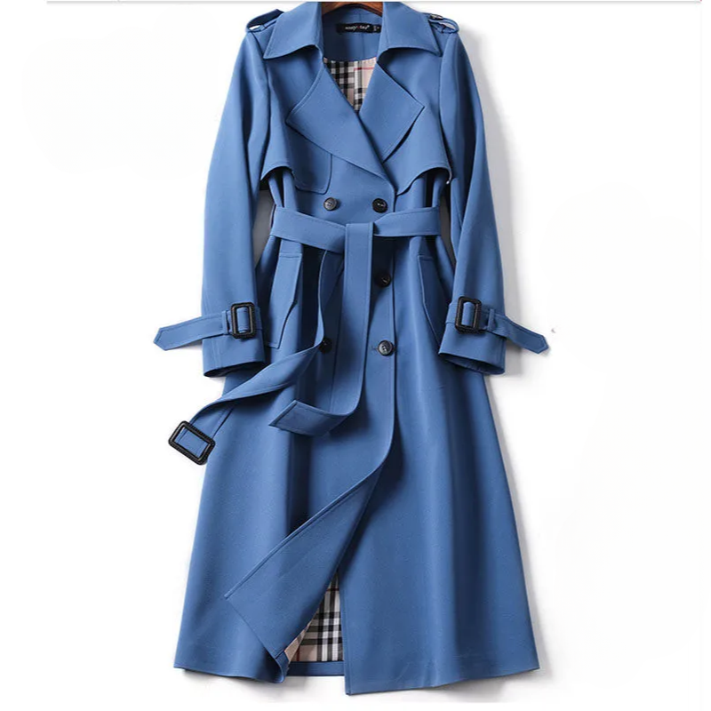 Women's black double breasted trench coat