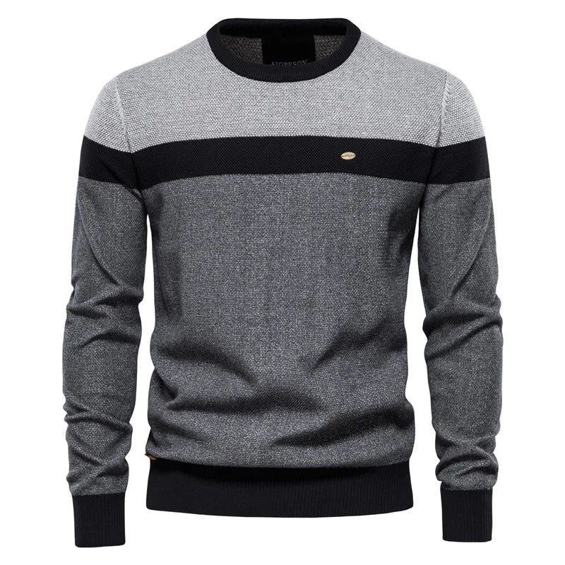 Men's blue classic crew neck knit jumper