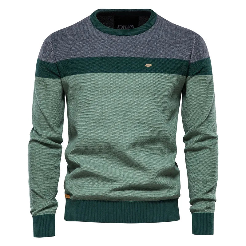 Men's blue classic crew neck knit jumper